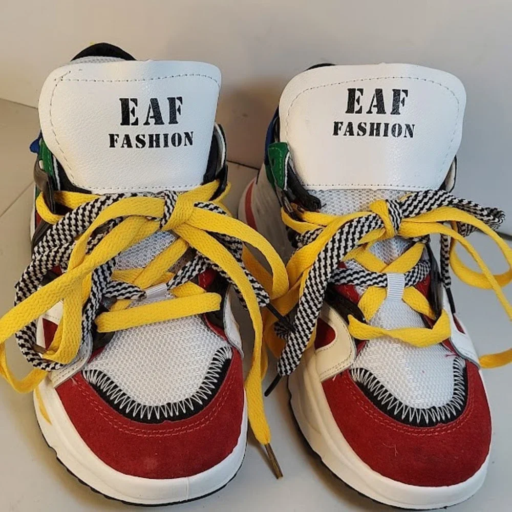 EAF Fashion Multicolor Chunky Platform Sneakers Womens Size 6.5‎ Streetwear Red